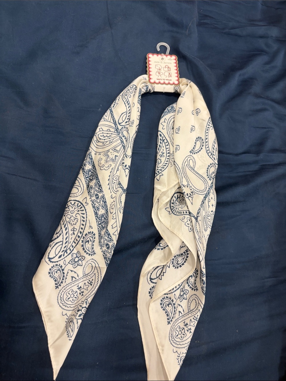 Classic Paisley Neck Scarf - Cream and Navy